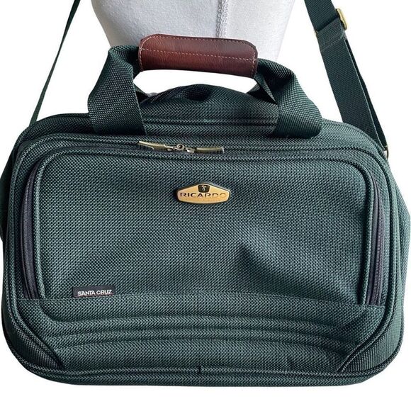 RICARDO BEVERLY HILLS “Santa Cruz” green Travel Bag w/ Gold & Bronze accents - Picture 2 of 10